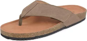 Womens Mens Orthotic Flip Flops Cork Footbed Thong Sandals Suede Leather Arch Support Summer Casual Slip on Open Toe Slippers with Adjustable Straps Indoor Outdoor