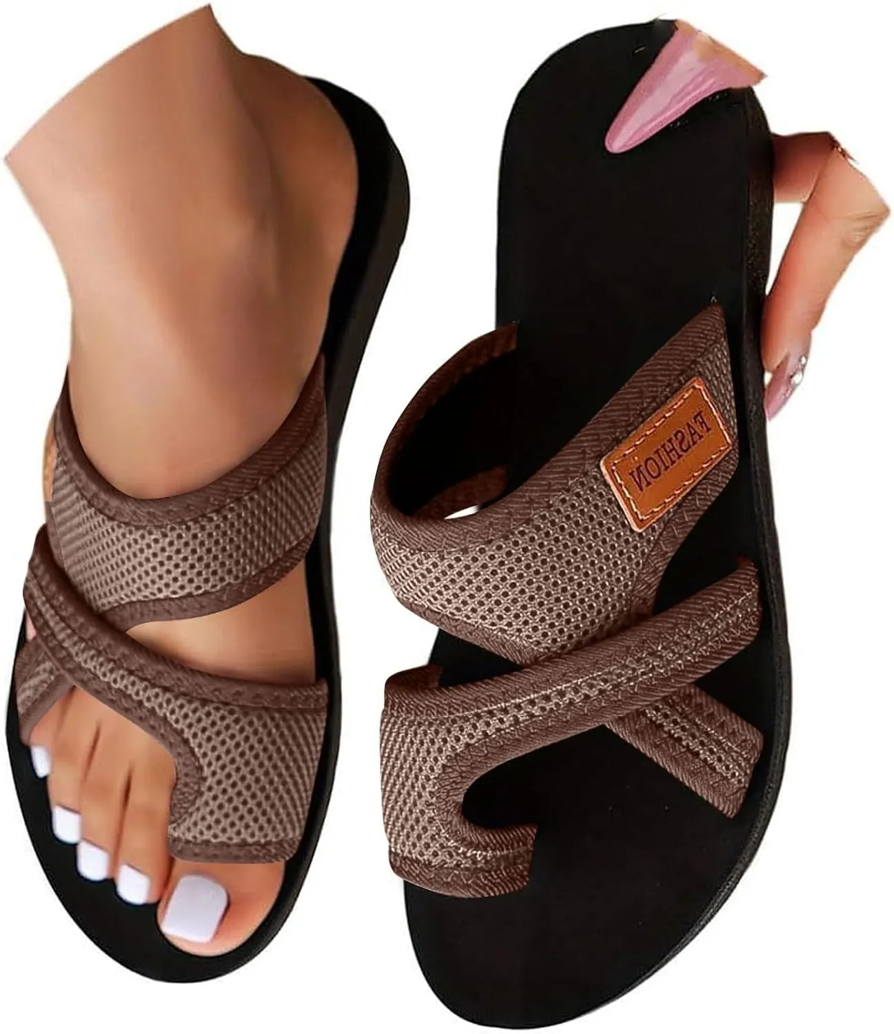 Women'S Orthopedic Sandals 2025 Beach Slide Sandals With Arch Support Breathable Comfortable Vacation Flip Flops