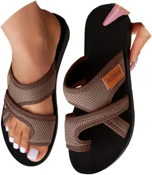 Women'S Orthopedic Sandals 2025 Beach Slide Sandals With Arch Support Breathable Comfortable Vacation Flip Flops