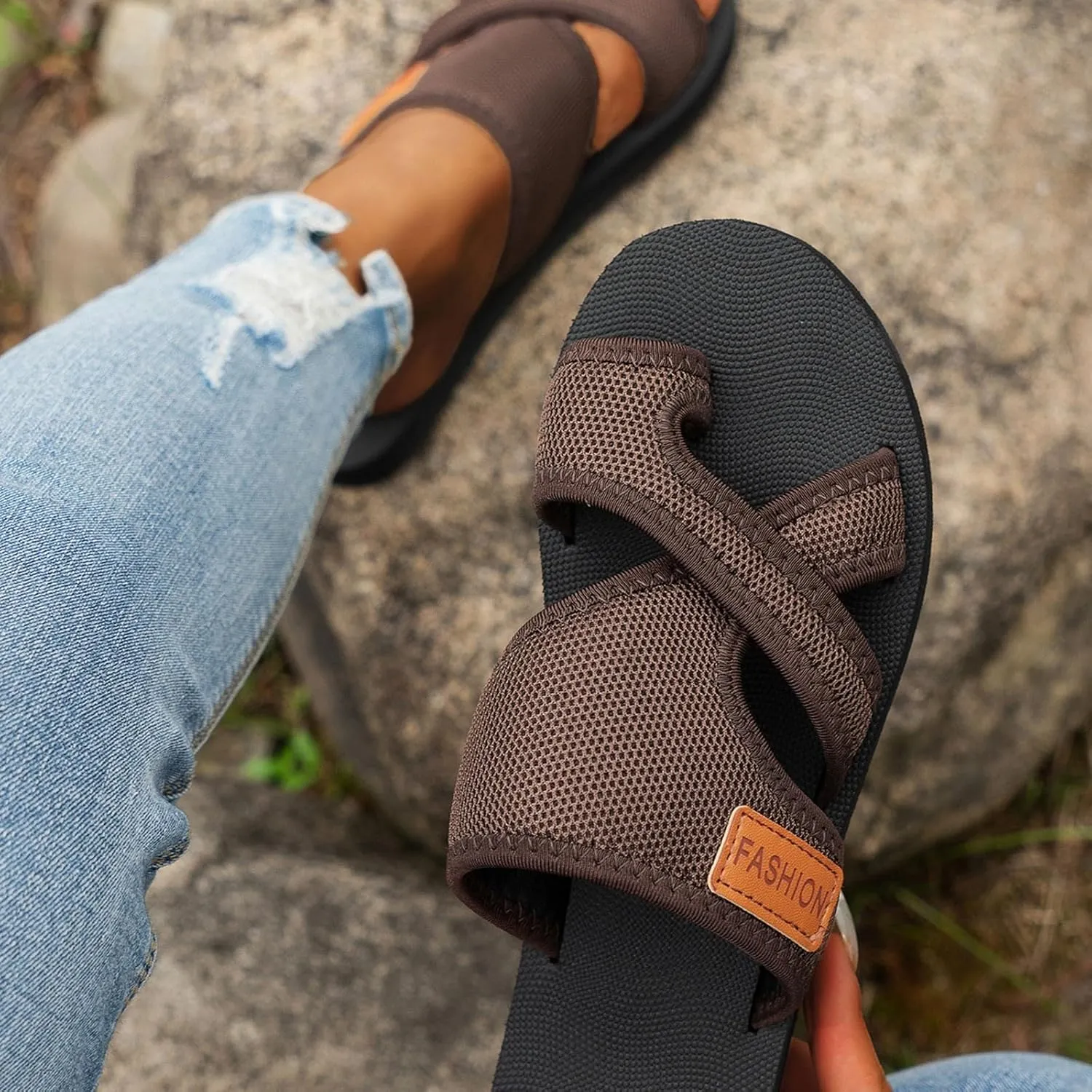 Women'S Orthopedic Sandals 2025 Beach Slide Sandals With Arch Support Breathable Comfortable Vacation Flip Flops