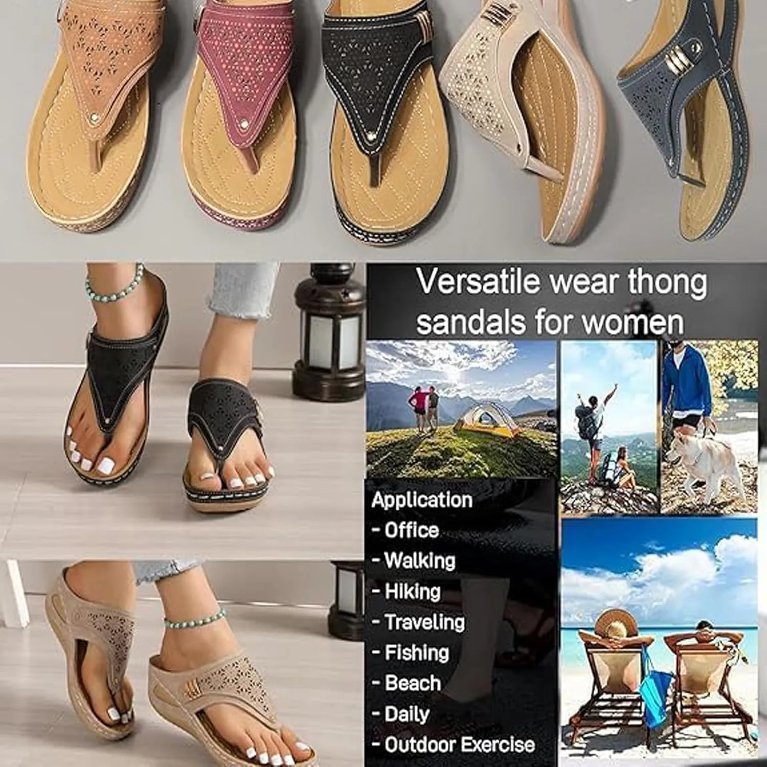Womens Orthopedic Sandals Arch Support, Breathable Mesh Hollow Anti-Slip Sport Sandals, Orthopedic Flip-Flops Walking Sandals