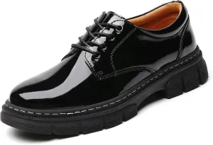 Womens Oxford Shoes Platform Classic Leather Non Slip Dressy Shoes Chunky Comfortable Business Shoes for Work Casual Office