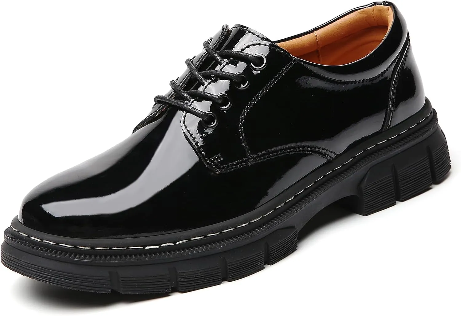 Womens Oxford Shoes Platform Classic Leather Non Slip Dressy Shoes Chunky Comfortable Business Shoes for Work Casual Office