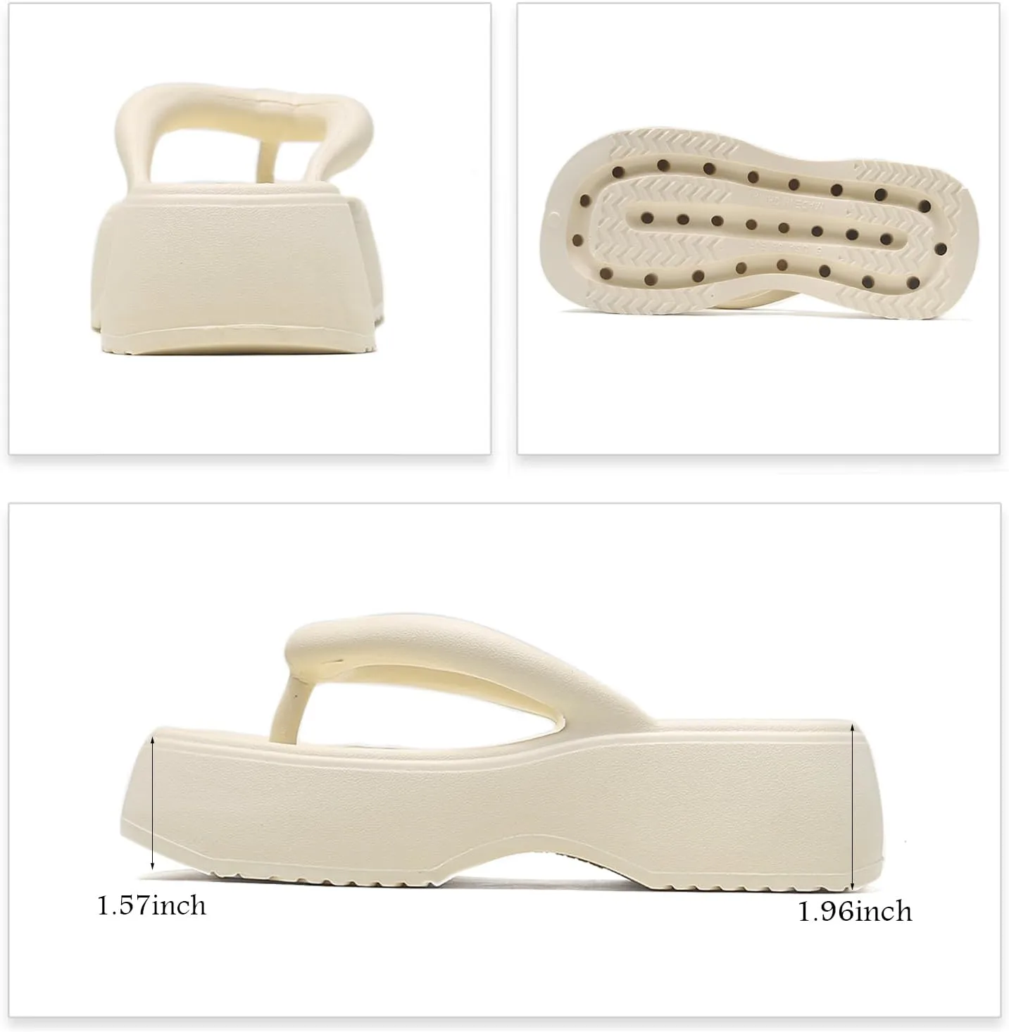 Women's Platform Flip Flops, Casual Wedges Sandals With Arch Support, Summer Chunky Heeled Slides, Beach Thong Slippers