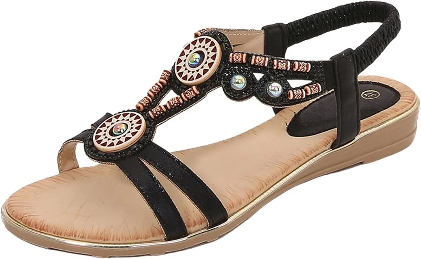 Women's Sandals Summer Bohemia Flats Shoes Comfortable Ankle Strap Outdoor Walking Sandal Open Toe Casual Shoes