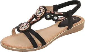 Women's Sandals Summer Bohemia Flats Shoes Comfortable Ankle Strap Outdoor Walking Sandal Open Toe Casual Shoes