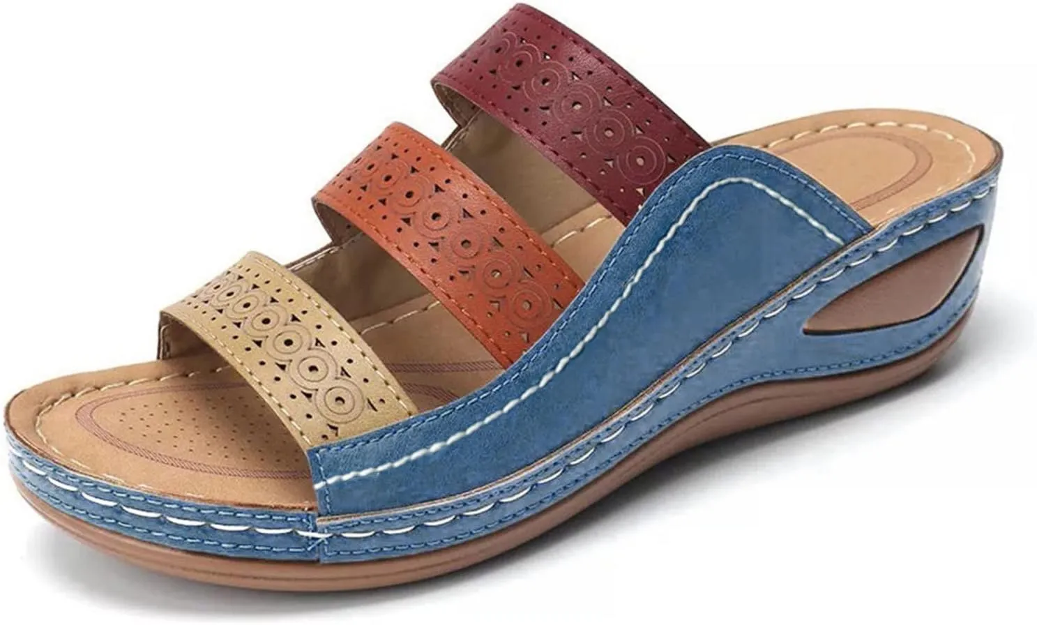 Womens Sandals with Arch Support Walking Flip Flops Shower Wide Wedge Sandal Dressy Summer Arch Support Shoes for Woman Wedge Shoes Slip On Wide Width Dressy Orthopedic Shoe