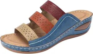 Womens Sandals with Arch Support Walking Flip Flops Shower Wide Wedge Sandal Dressy Summer Arch Support Shoes for Woman Wedge Shoes Slip On Wide Width Dressy Orthopedic Shoe