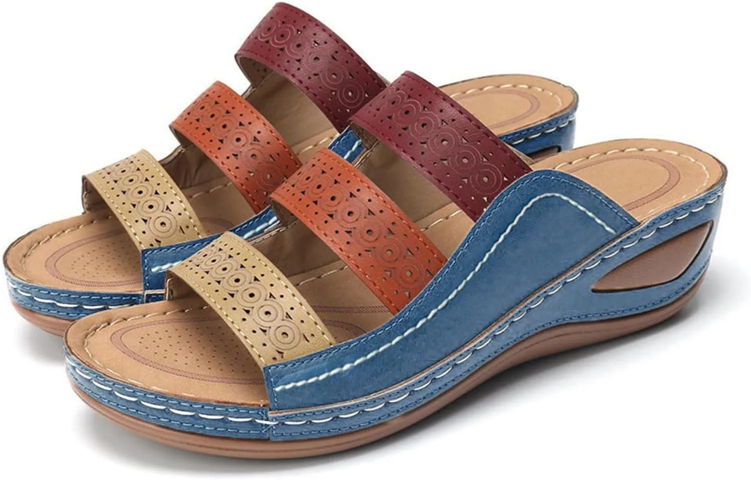 Womens Sandals with Arch Support Walking Flip Flops Shower Wide Wedge Sandal Dressy Summer Arch Support Shoes for Woman Wedge Shoes Slip On Wide Width Dressy Orthopedic Shoe