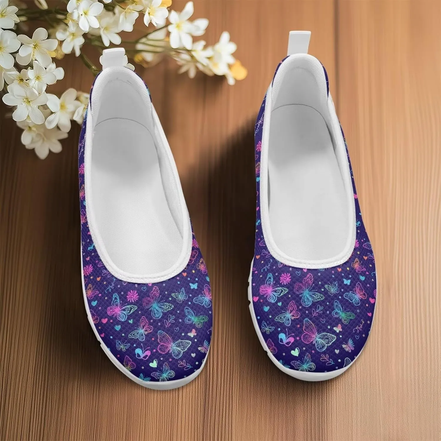 Womens Slip on Walking Shoes Stylish Floral Casual Loafers Lightweight Comfortable Ladies Soft Travel Footwear SizeUS 6-11