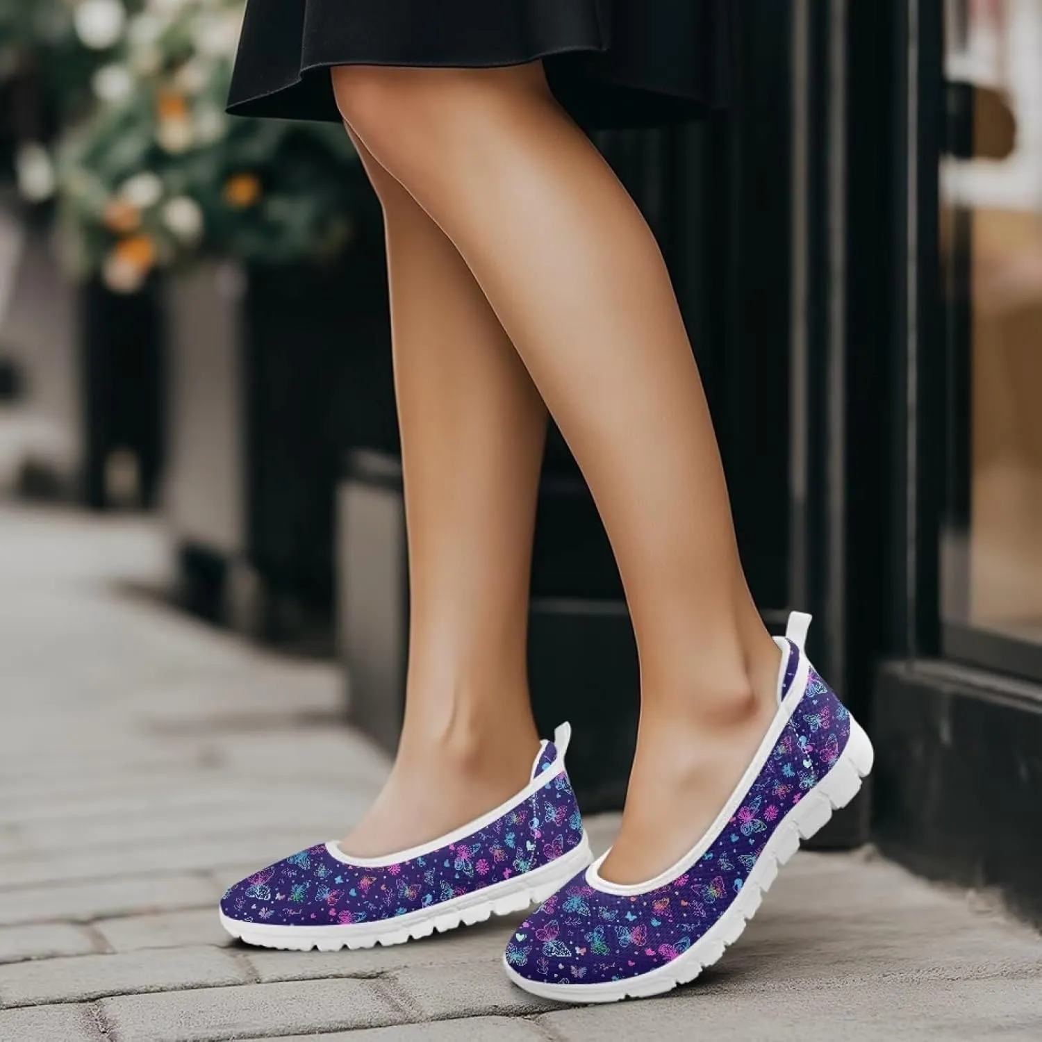 Womens Slip on Walking Shoes Stylish Floral Casual Loafers Lightweight Comfortable Ladies Soft Travel Footwear SizeUS 6-11