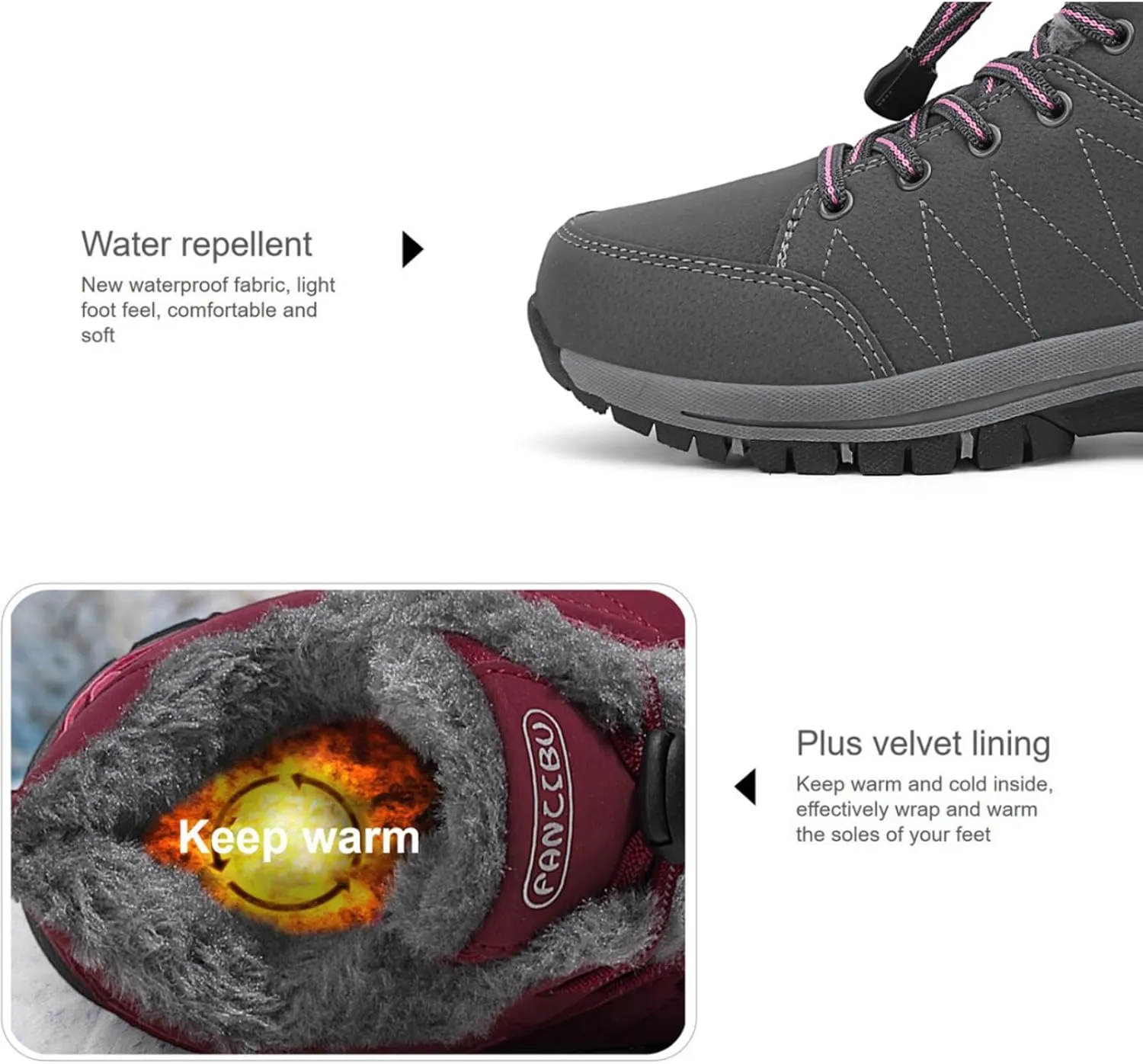 Women's Snow Boots Fur Lined Warm Ankle Boot Waterproof Anti-Slip Winter Outdoor Sports Shoes…