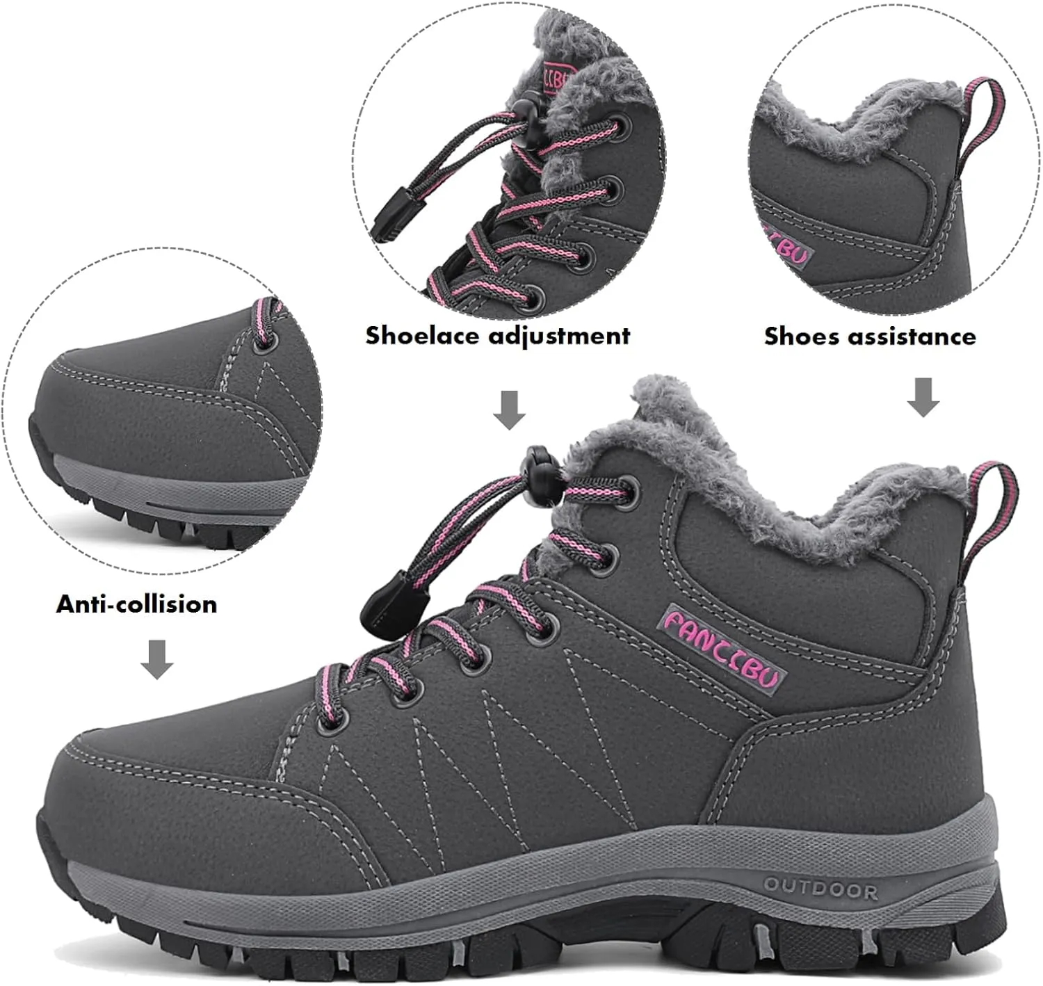 Women's Snow Boots Fur Lined Warm Ankle Boot Waterproof Anti-Slip Winter Outdoor Sports Shoes…