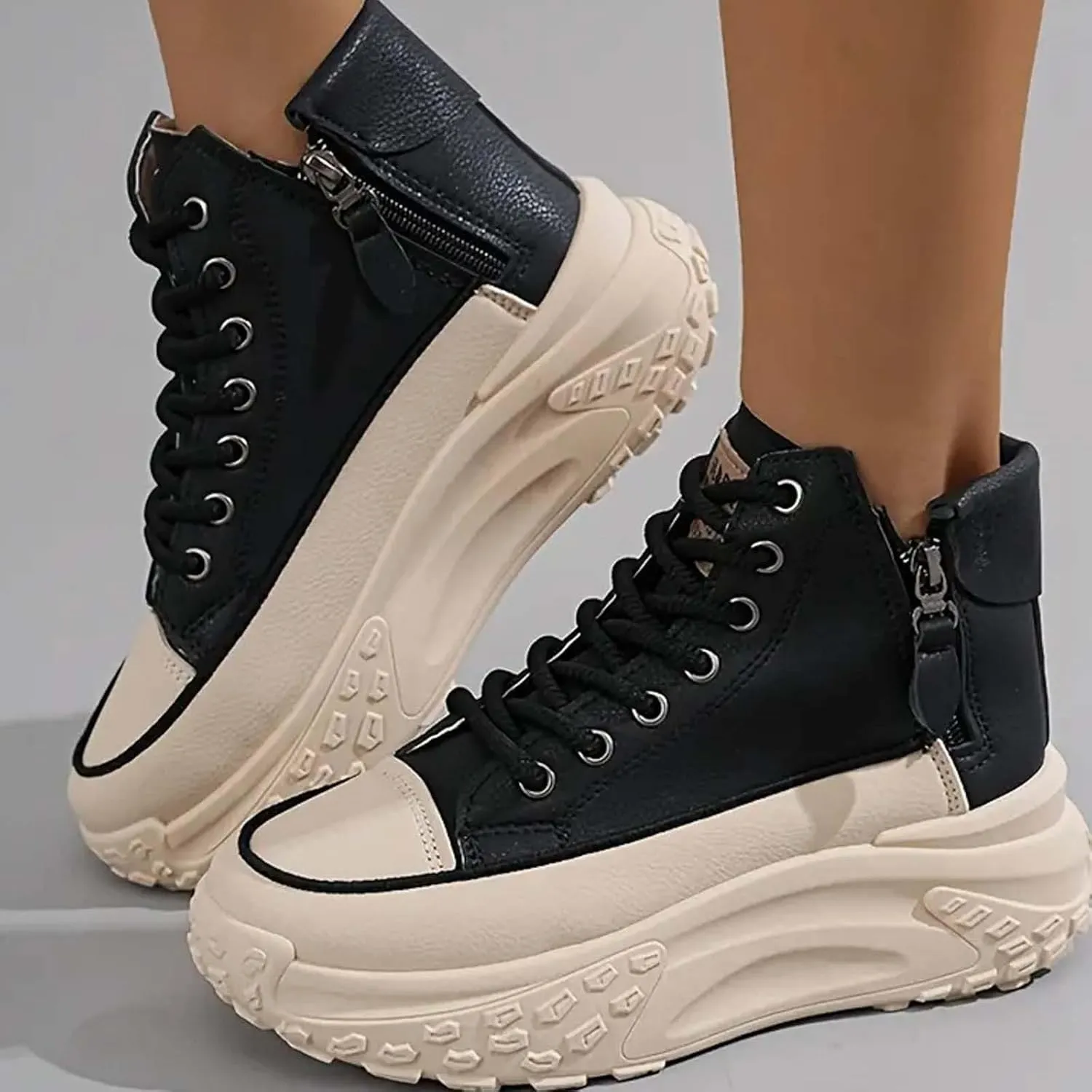 Women's Thick Sole Fashionable Round Toe Casual Shoes Women's Air 1 Crater Casual Shoes Height Increasing Lady Flip Flop