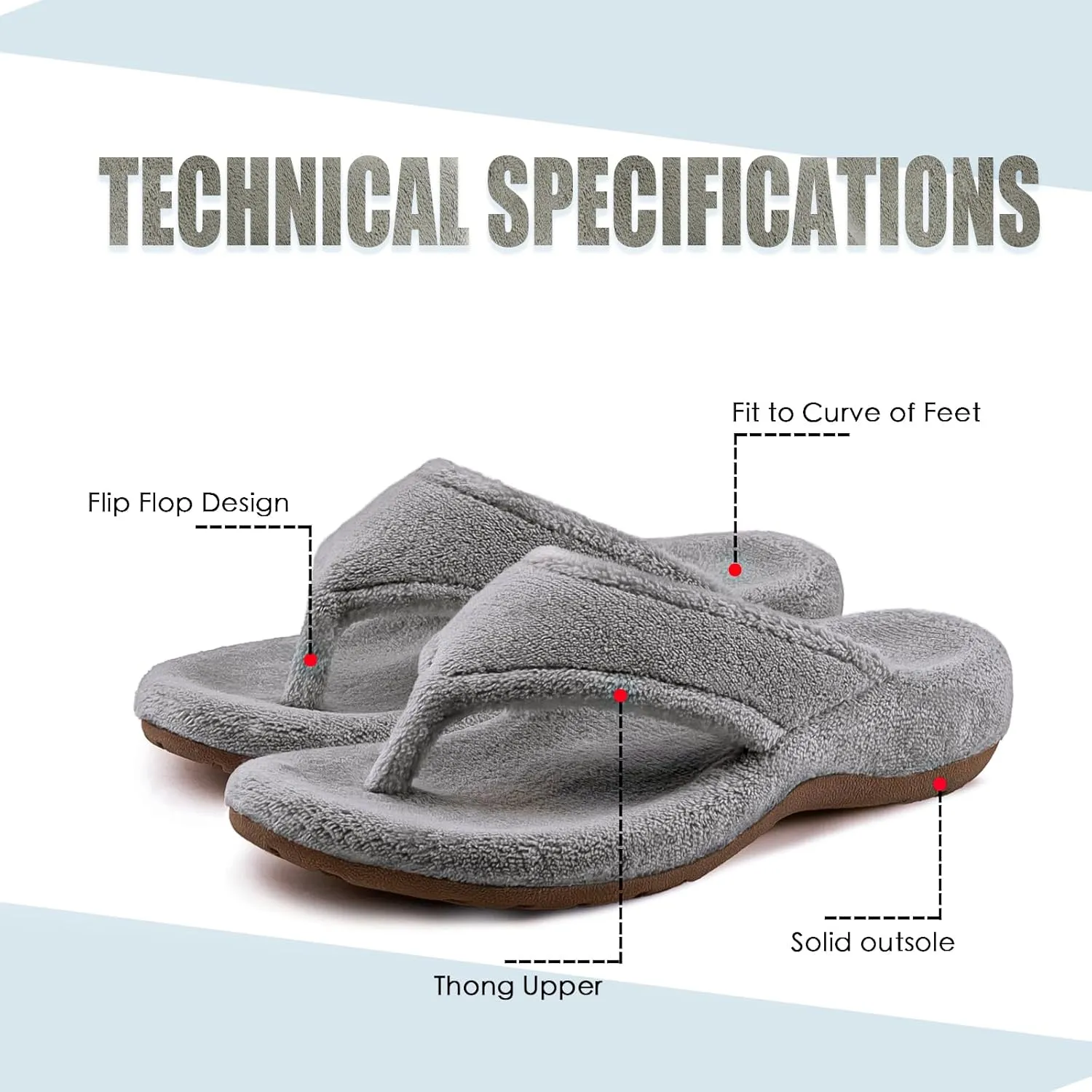 Women's Thong Spa Slippers with Arch Support Flip Flop House Slippers for Women Indoor and Outdoor