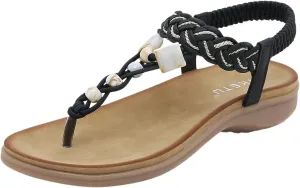 Women's Toe Separate Elastic Straps Open Toe Wedge Sandals Slingback Fashion Beach Flip Flops Shoes T-Strap