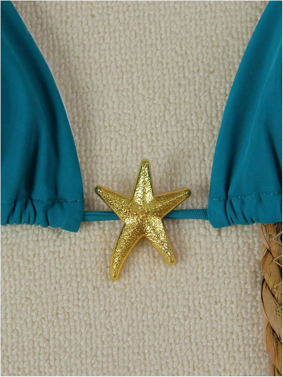 Women's Two Piece Bikini Set Star Decor Halter Triangle Swimsuit Tie Side Bathing Suit Beachwear