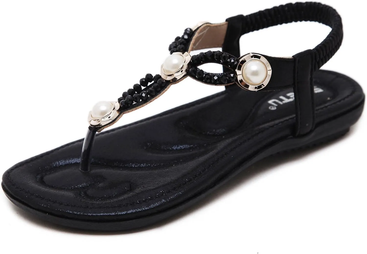 Women's Wedding Sandals Crystal with Rhinestone Beaded Bohemian Dress Flip-flop Gladiator Shoes Plus-size