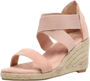 Womens Wedge Sandals Cross Ankle Strap Espadrilles Platform Summer Casual Dressy Shoes, Beach Breathable Slip on Wedge Sandals All Day Comfort