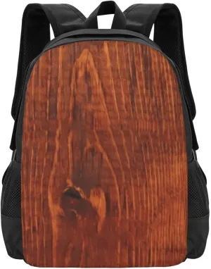 Wood Grain Look Lightweight Backpack – Large Capacity 15” Laptop Bag For Travel & Outdoor