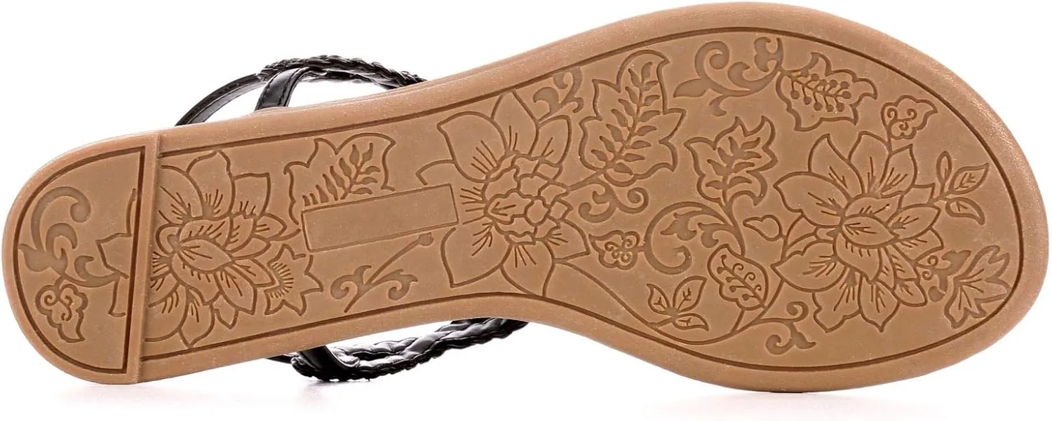 XAPPEAL Akia - Women's Braided Ankle Strap Gladiator Thong Flip Flop Sandals