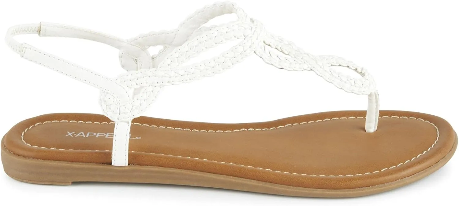 XAPPEAL Akia - Women's Braided Ankle Strap Gladiator Thong Flip Flop Sandals