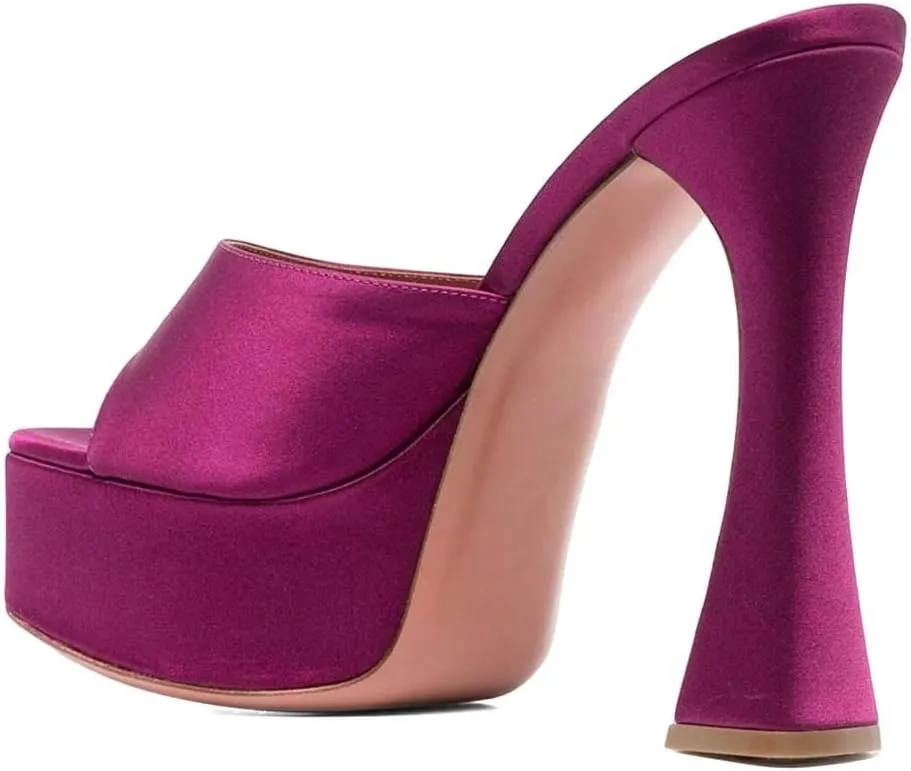 XYD Women Open Square Toe Platform Slide Sandals High Chunky Heel Slip On Mule Slippers Backless Party Event Dress Shoes