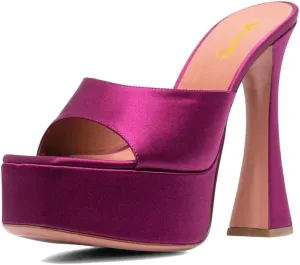 XYD Women Open Square Toe Platform Slide Sandals High Chunky Heel Slip On Mule Slippers Backless Party Event Dress Shoes