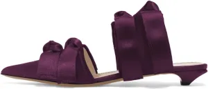 XYD Women Pointed Toe Low Kitten Heel Slide Sandals Slip On Cut Out Mule Backless Shoes