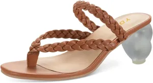YDN Women Dressy Ankle Strap Flip Flop Square Open Toe Mules Slip On Sandals Braid Slippers Heart Shape Frosted Transparent Chunky Mid Heels Shoes Party Daily Size 4-15 US