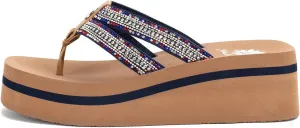 Yellow Box Women's Krista Flatform Flip-Flop, Platform Sandal, Sparkling Rhinestones, Medium-Height Wedge