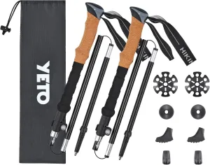 YETO Trekking Poles, Collapsible Adjustable Walking Sticks, Lightweight Aluminum, Quick Flip Lock for Hiking Camping Backpacking 2 Pack, Black